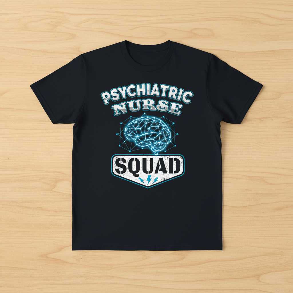 Psychiatric Nurse Squad Graphic T-Shirt, Novelty Psych Nursing Tee Gear