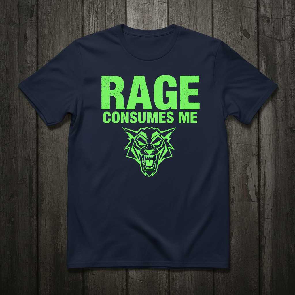 Rage Consumes Me Distressed Cat T-Shirt, Funny Novelty Graphic Tee Gear