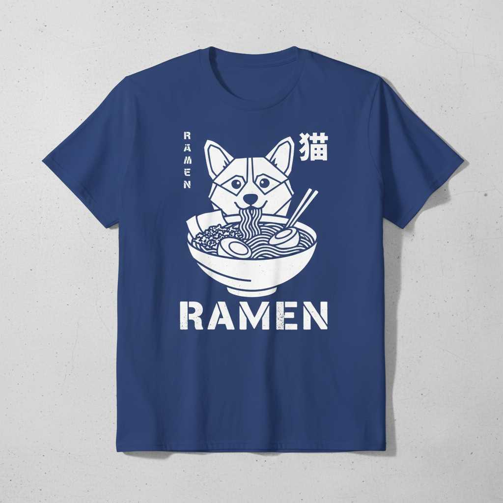Ramen Japanese Cat Distressed T-Shirt, Funny Noodle Graphic Tee Souvenir