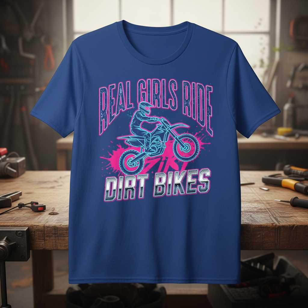 Real Girls Ride Dirt Bikes Vintage Graphic T-Shirt, Motocross Tee Gear