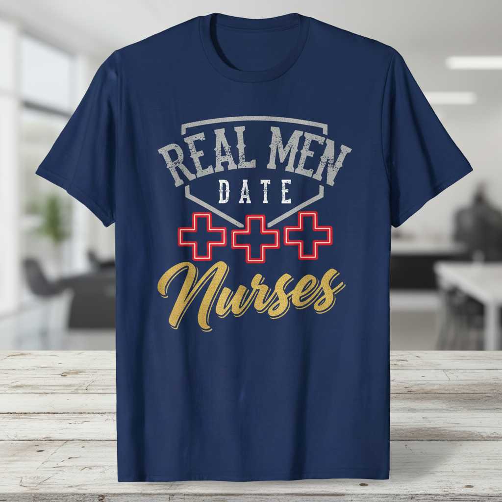 Real Men Date Nurses Distressed Vintage T-Shirt Funny Novelty Graphic Tee Top