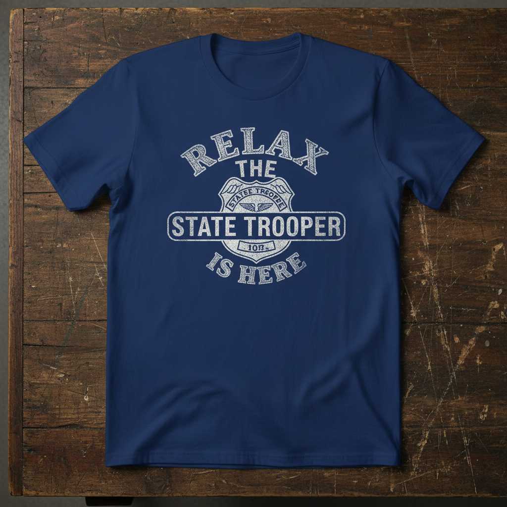 Relax The State Trooper Is Here Distressed T-Shirt, Funny Novelty Tee Gear