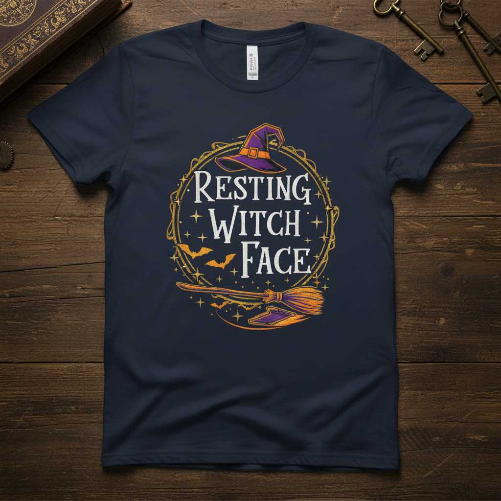 Resting Witch Face Funny Halloween T-Shirt, Graphic Novelty Tee Outfit