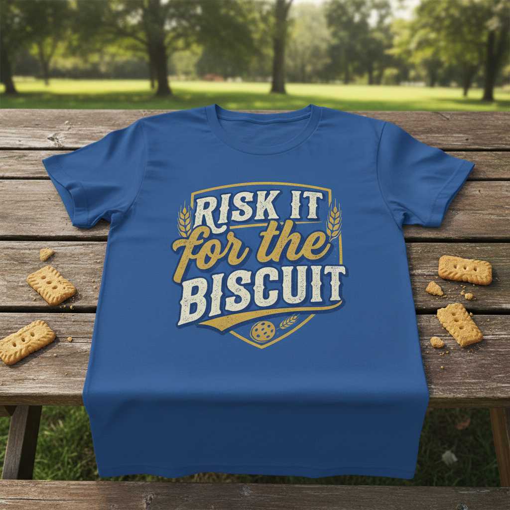 Risk It For The Biscuit Retro Distressed T-Shirt, Funny Novelty Tee Gear