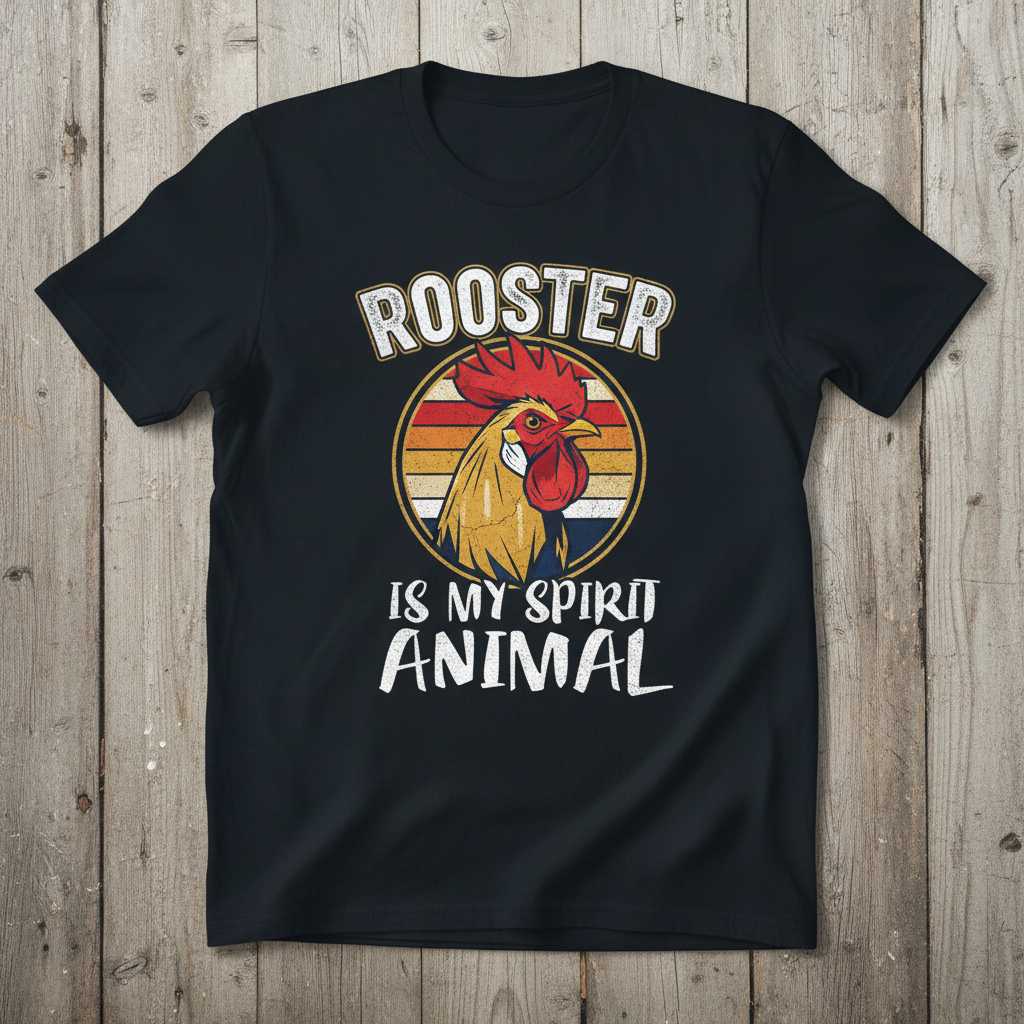 Rooster Is My Spirit Animal Retro Vintage T-Shirt, Funny Novelty Tee Idea