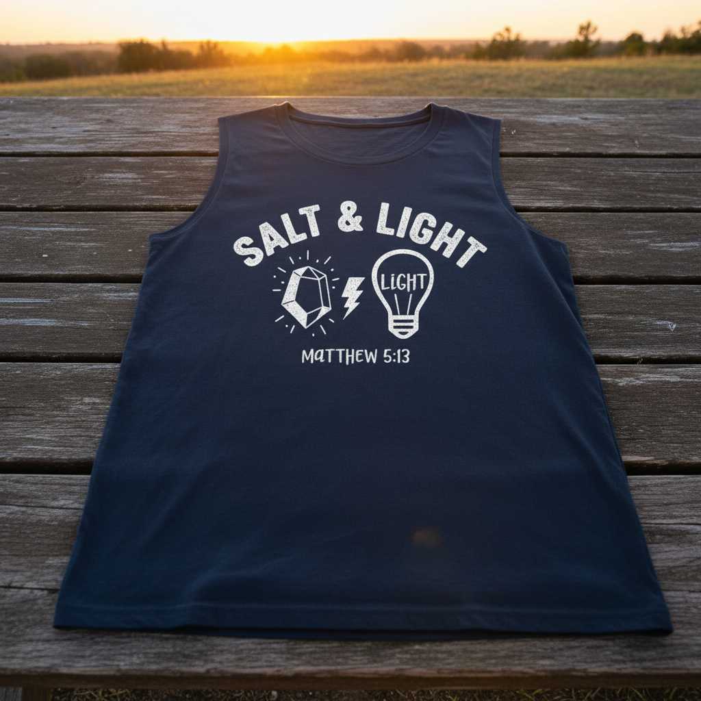 Salt & Light Matthew 5-13 Distressed T-Shirt Christian Tee Graphic Top