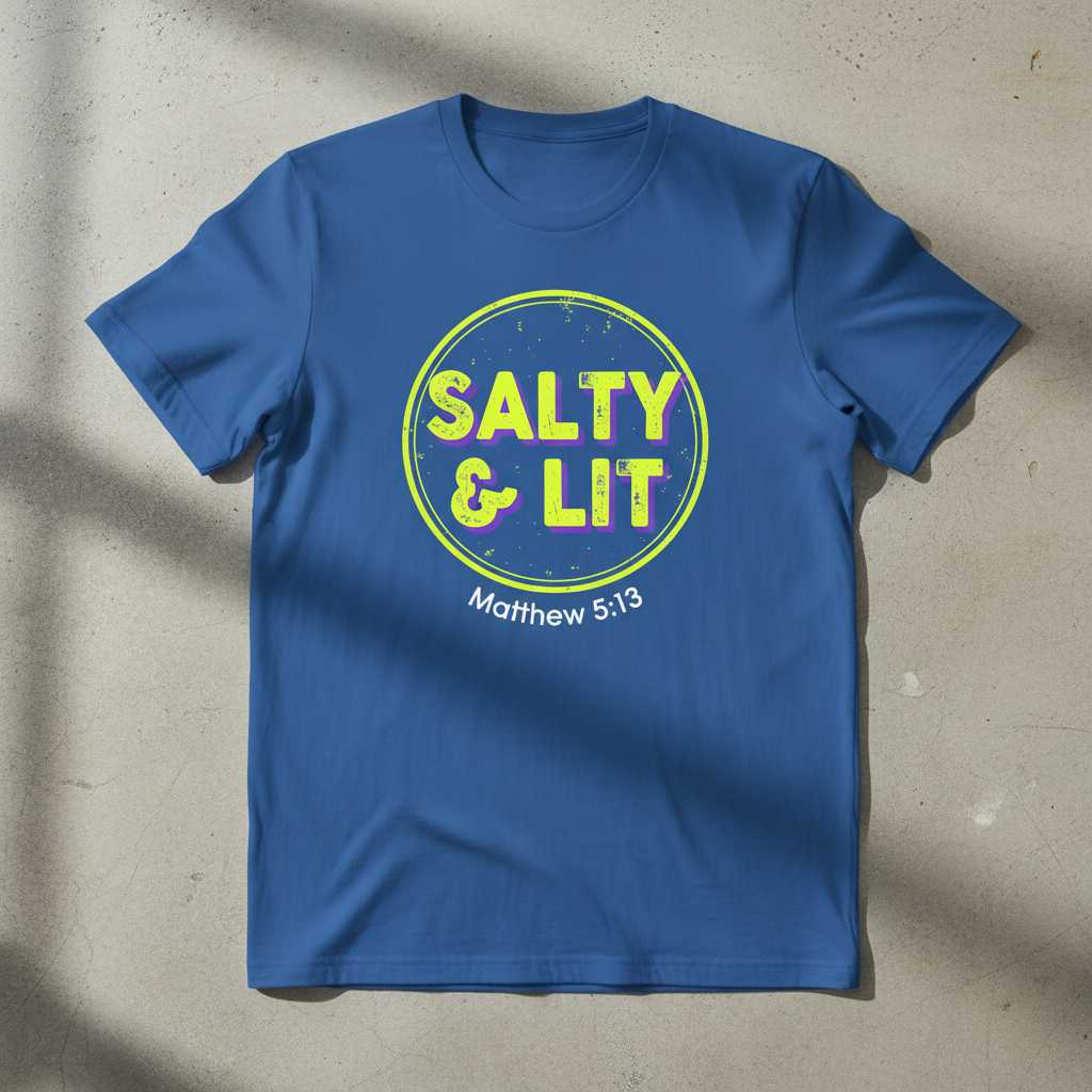 Salty & Lit Matthew 5-13 Distressed T-Shirt, Graphic Tee Christian Present Idea