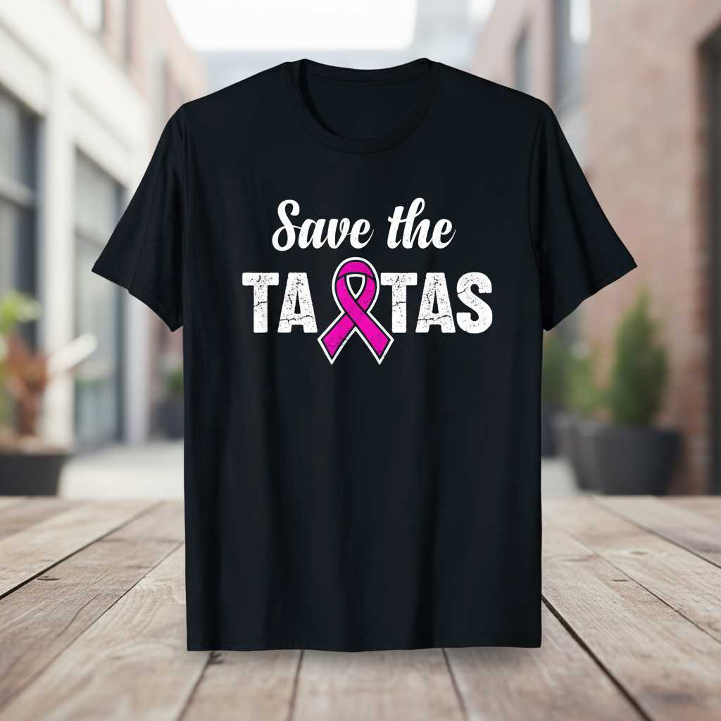 Save The Ta-Tas Distressed T-Shirt, Funny Breast Cancer Awareness Tee Idea