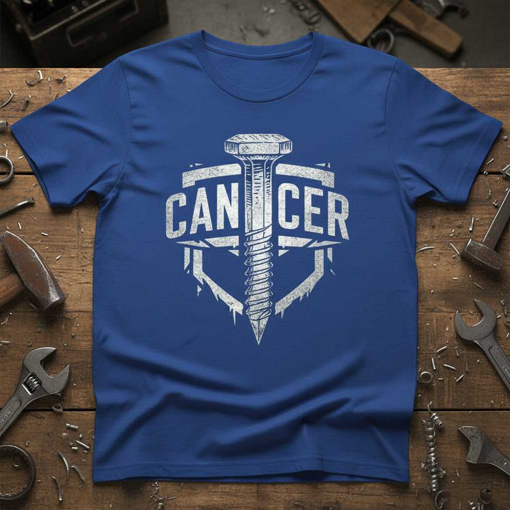 Screw Cancer Distressed T-Shirt, Graphic Awareness Support Tee Novelty Gear