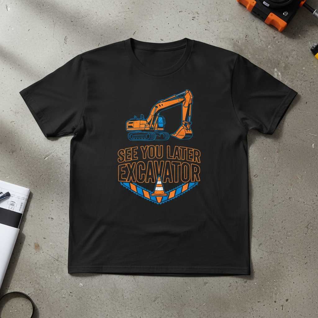 See You Later Excavator Construction T-Shirt, Cute Graphic Boys Kids Tee Idea