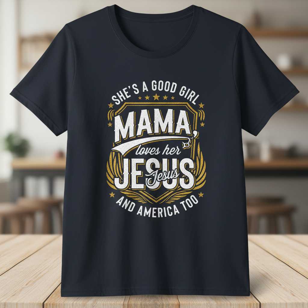 Shes A Good Girl Mama Loves Her Jesus And America Too Vintage T-Shirt Graphic Tee