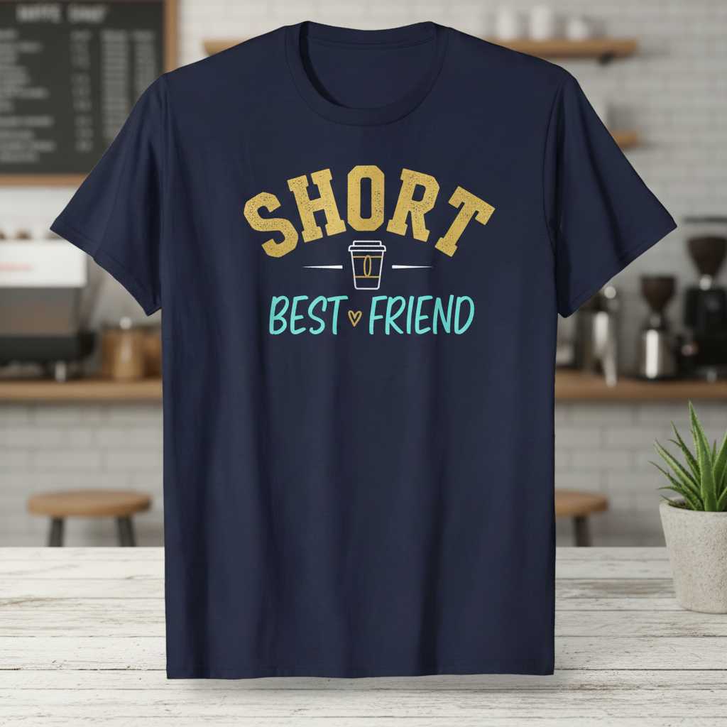 Short Best Friend Coffee Distressed T-Shirt, Funny Matching Tee Gift Idea