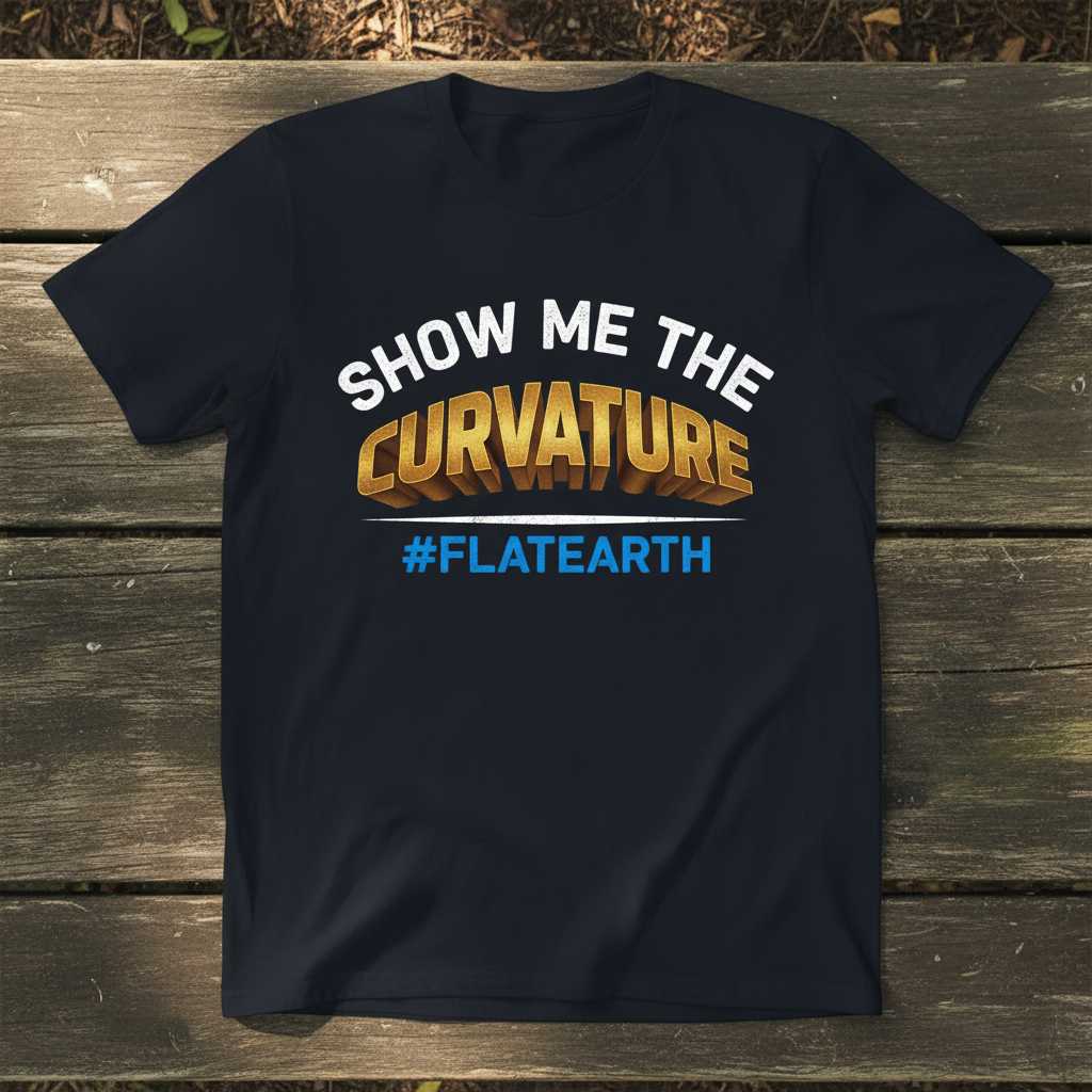 Show Me The Curvature #FlatEarth Distressed T-Shirt, Funny Novelty Graphic Tee