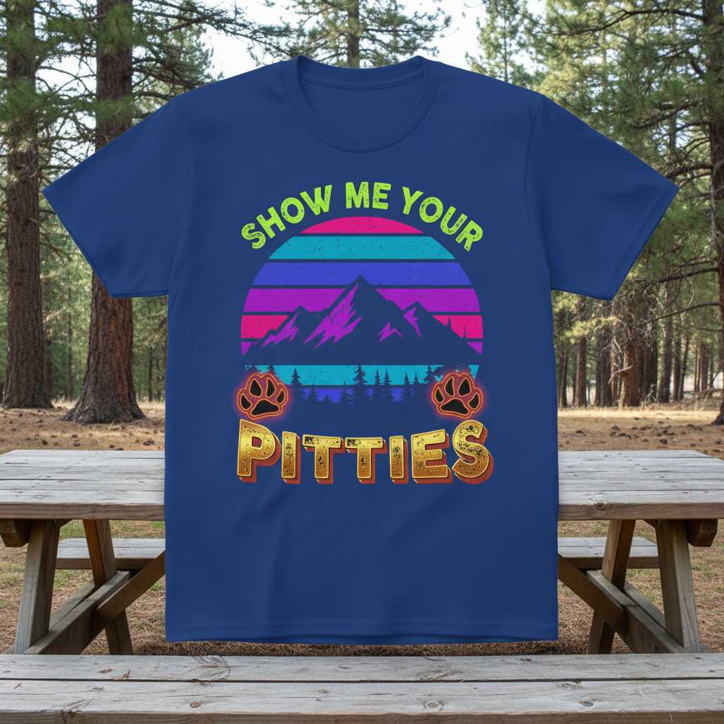 Show Me Your Pitties Retro Vintage T-Shirt, Novelty Pitbull Lover Tee Merch