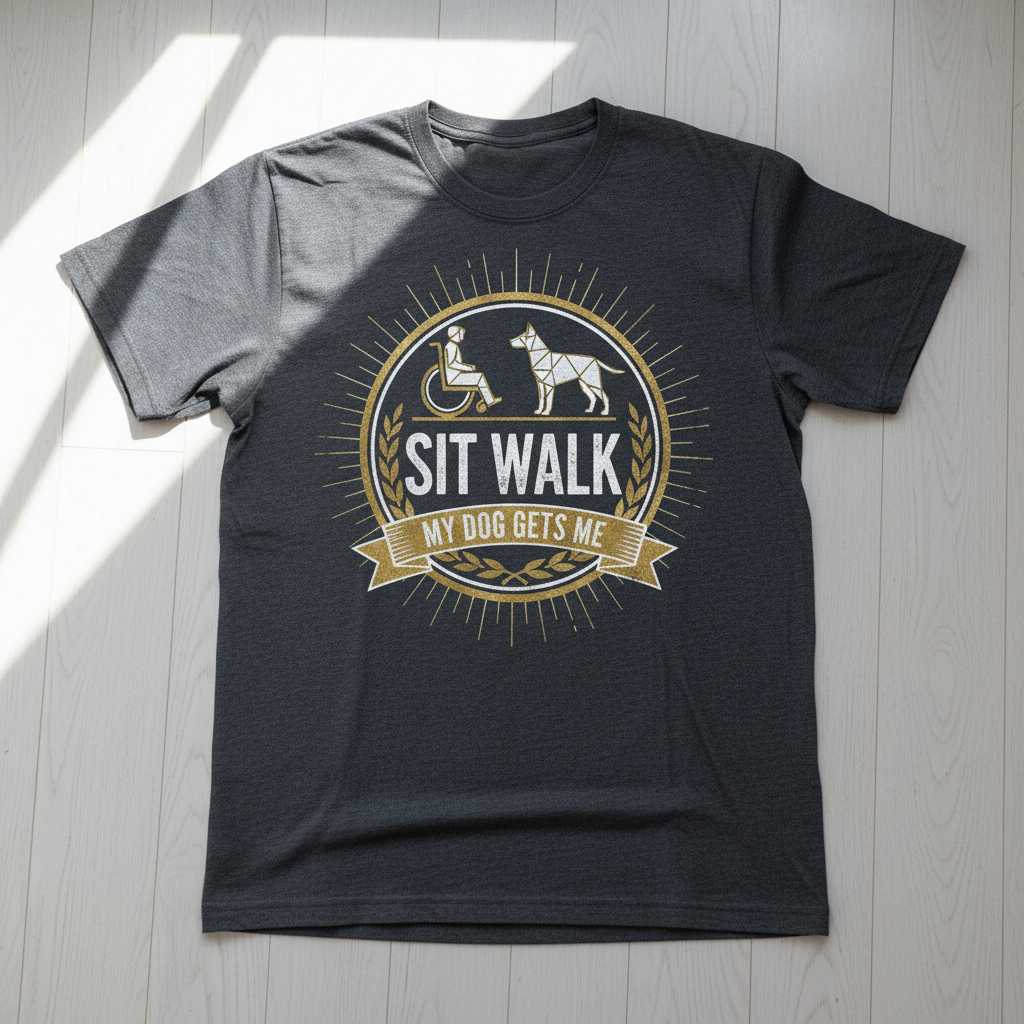 Sit Walk My Dog Gets Me Vintage T-Shirt, Funny Wheelchair Graphic Tee Idea