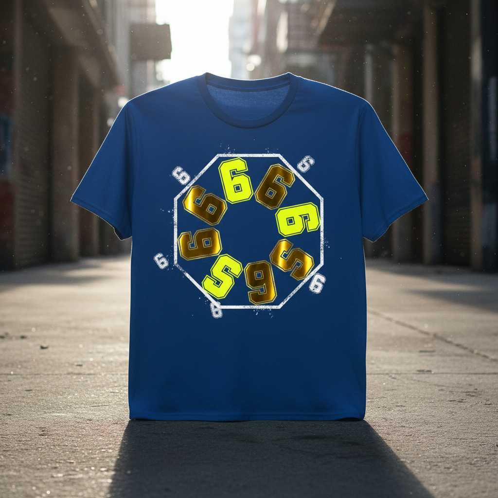 Six Nine Couples Octagon Pattern Distressed T-Shirt, Graphic Tee Idea Top