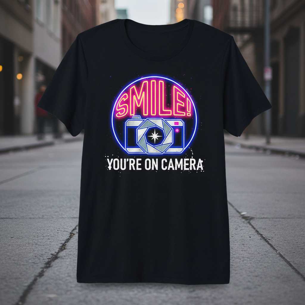 Smile! Youre On Camera Retro Graphic T-Shirt, Funny Photography Tee Idea