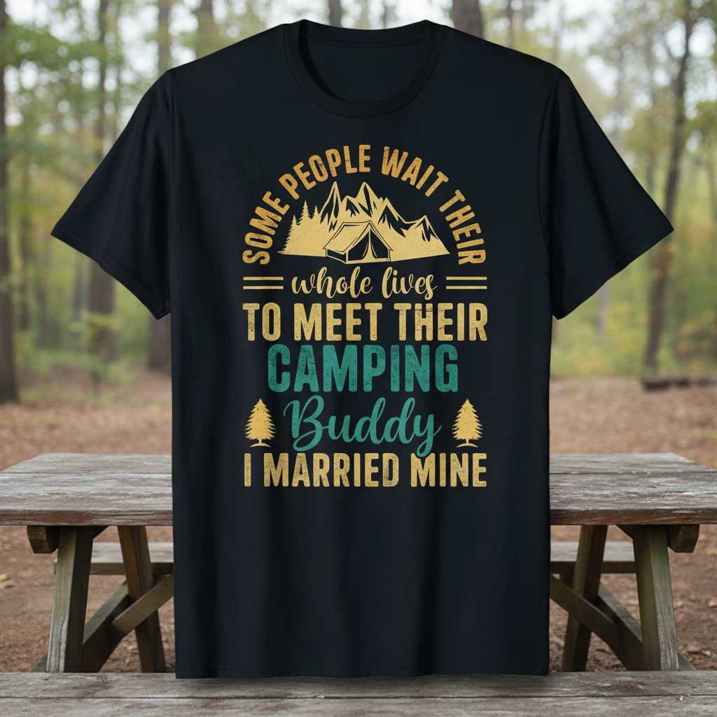 Some People Wait Their Whole Lives To Meet Their Camping Buddy I Married Mine Vintage T-Shirt Graphic Tee