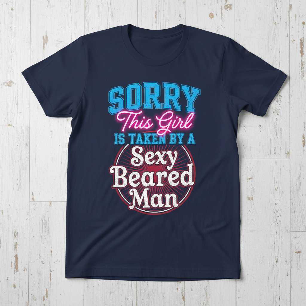 Sorry This Girl Is Taken By A Sexy Beared Man Distressed T-Shirt Graphic Tee