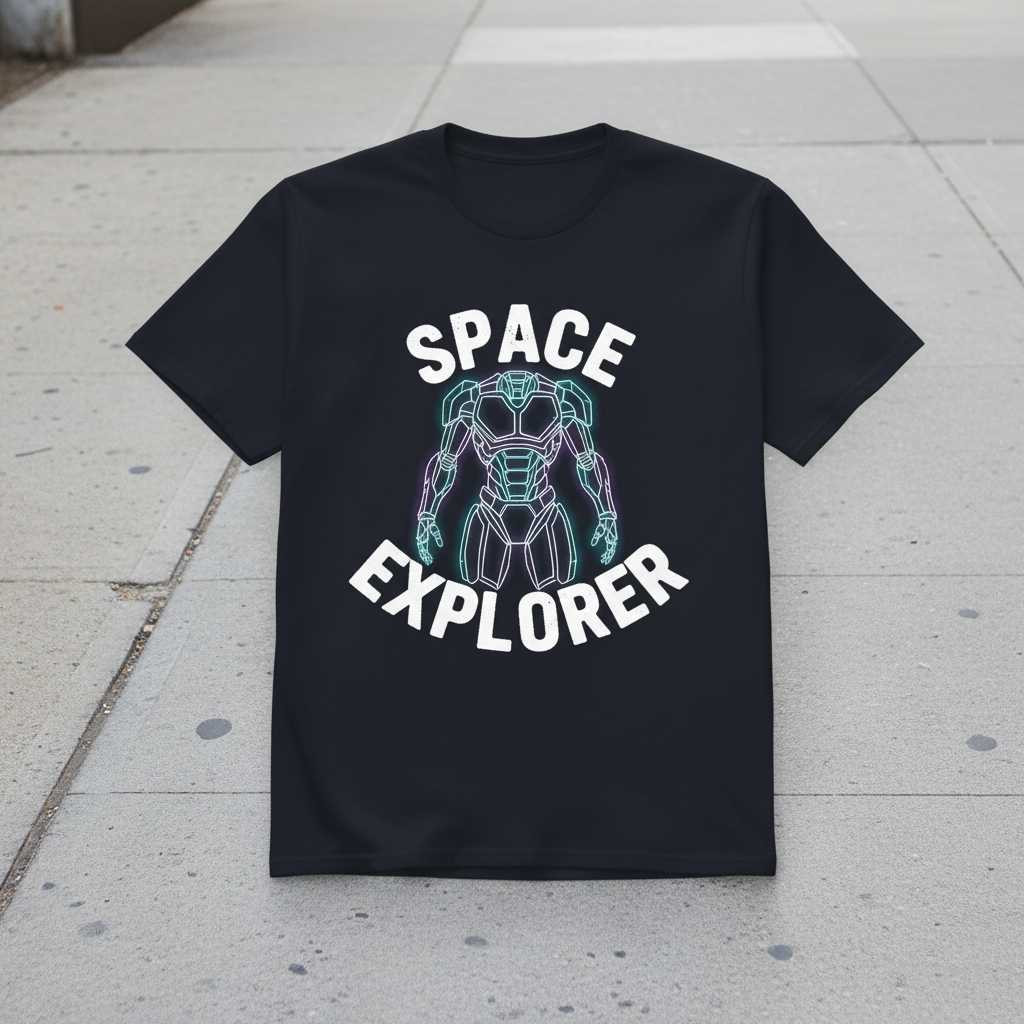 Space Explorer Astronaut Graphic T-Shirt, Novelty Sci-Fi Unisex Tee Gear