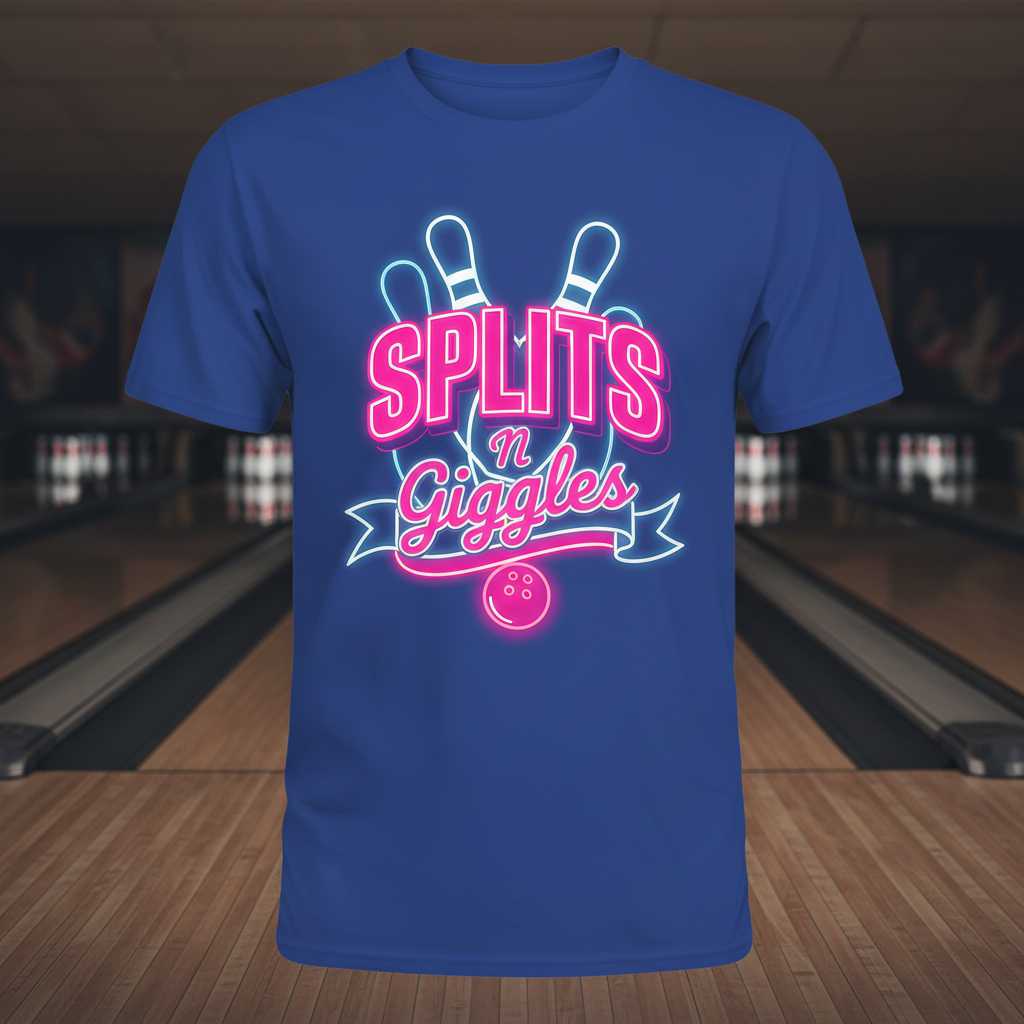 Splits N Giggles Bowling T-Shirt, Funny Graphic Sports Tee Novelty Gear Idea
