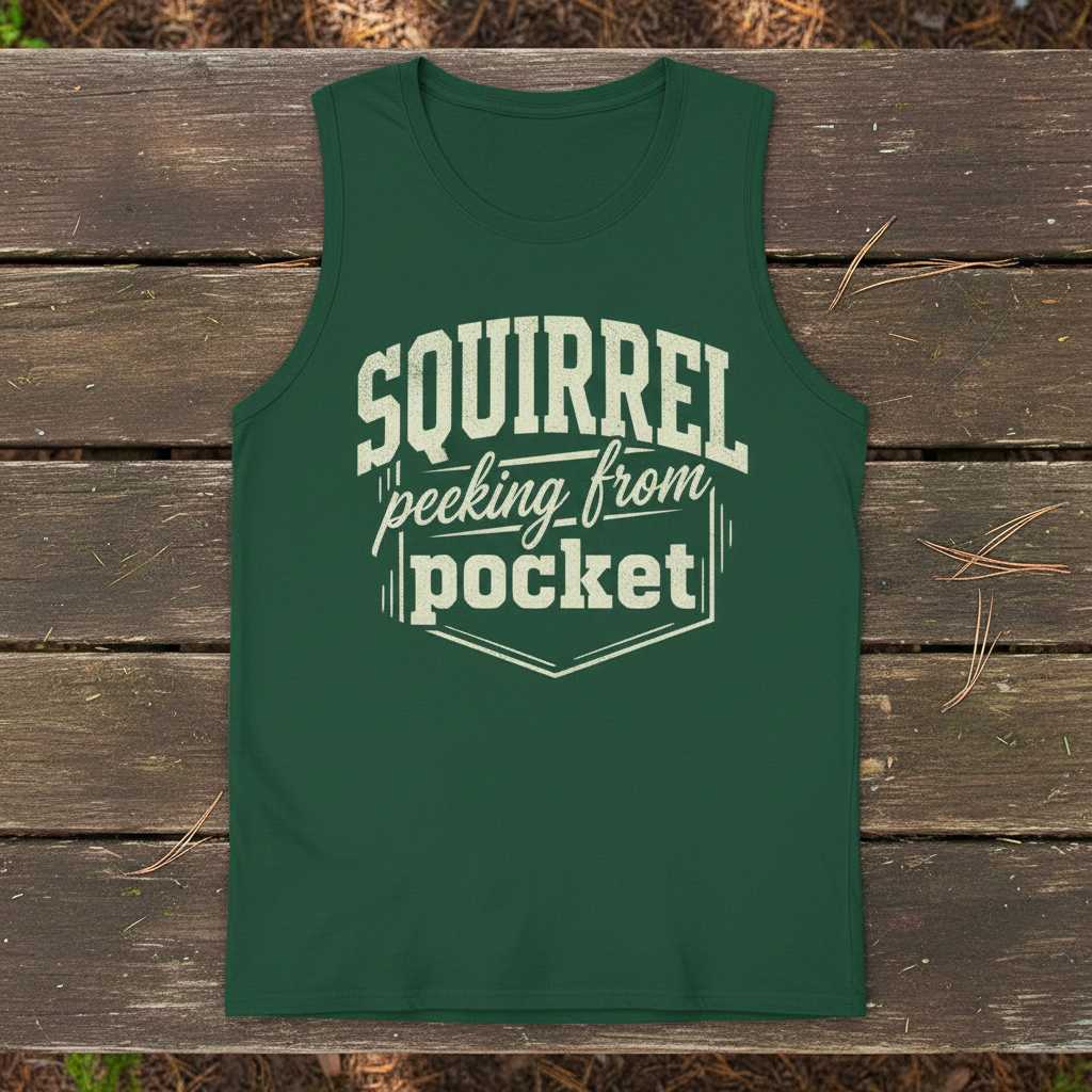 Squirrel Peeking From Pocket Vintage T-Shirt, Funny Novelty Tee Gift Idea