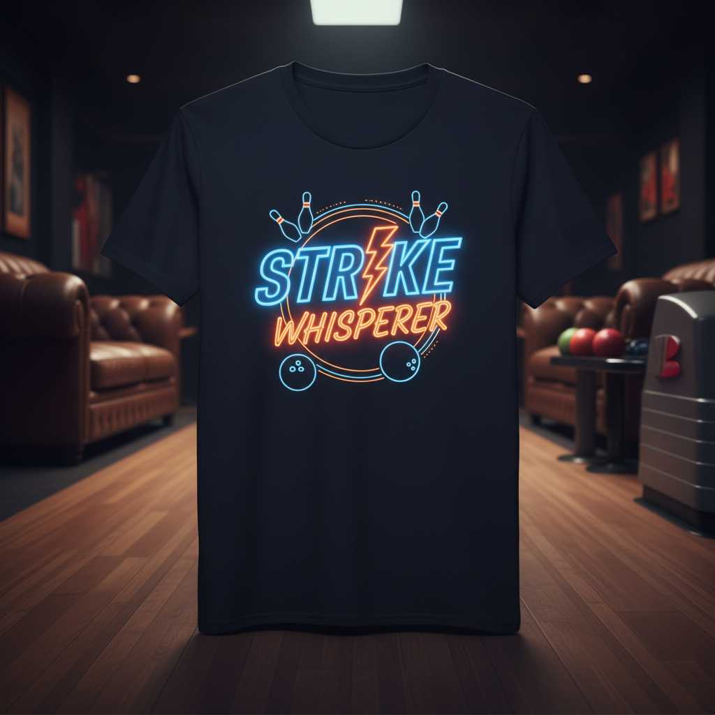 Strike Whisperer Retro Neon Bowling T-Shirt, Funny Bowler Tee Gift Idea