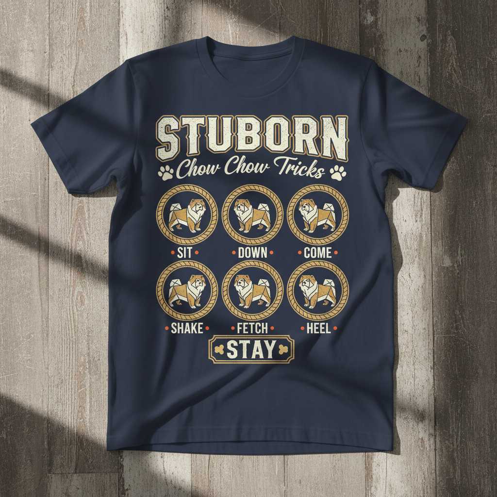 Stubborn Chow Chow Tricks Vintage T-Shirt, Funny Dog Lover Tee Present Idea