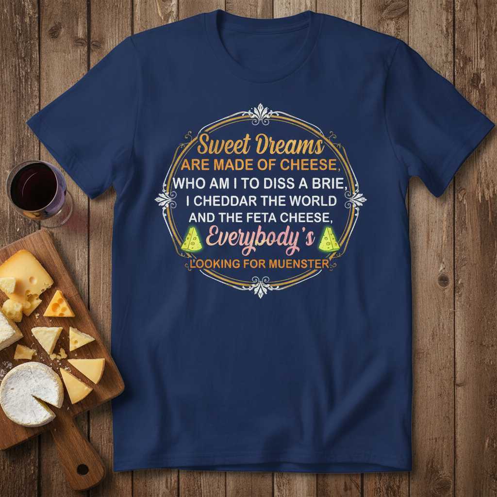 Sweet Dreams Are Made Of Cheese Who Am I To Diss A Brie I Cheddar The World And The Feta Cheese Everybodys Looking For Muenster T-Shirt Funny Tee