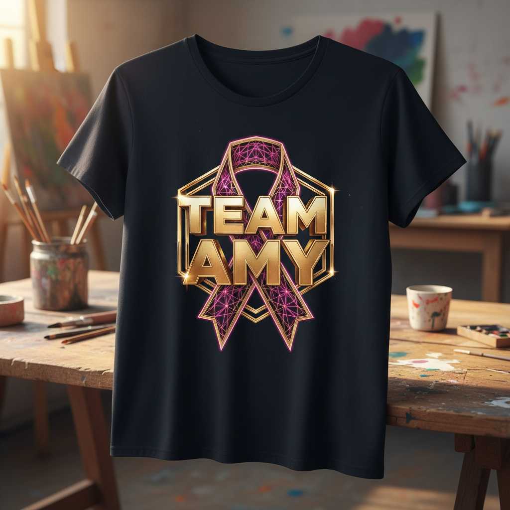 Team Amy Breast Cancer Awareness Graphic T-Shirt, Novelty Tee Present Idea