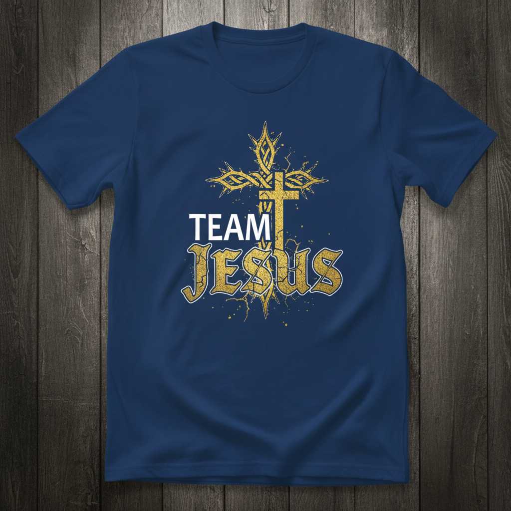 Team Jesus Distressed Graphic T-Shirt, Christian Faith Novelty Tee Gear