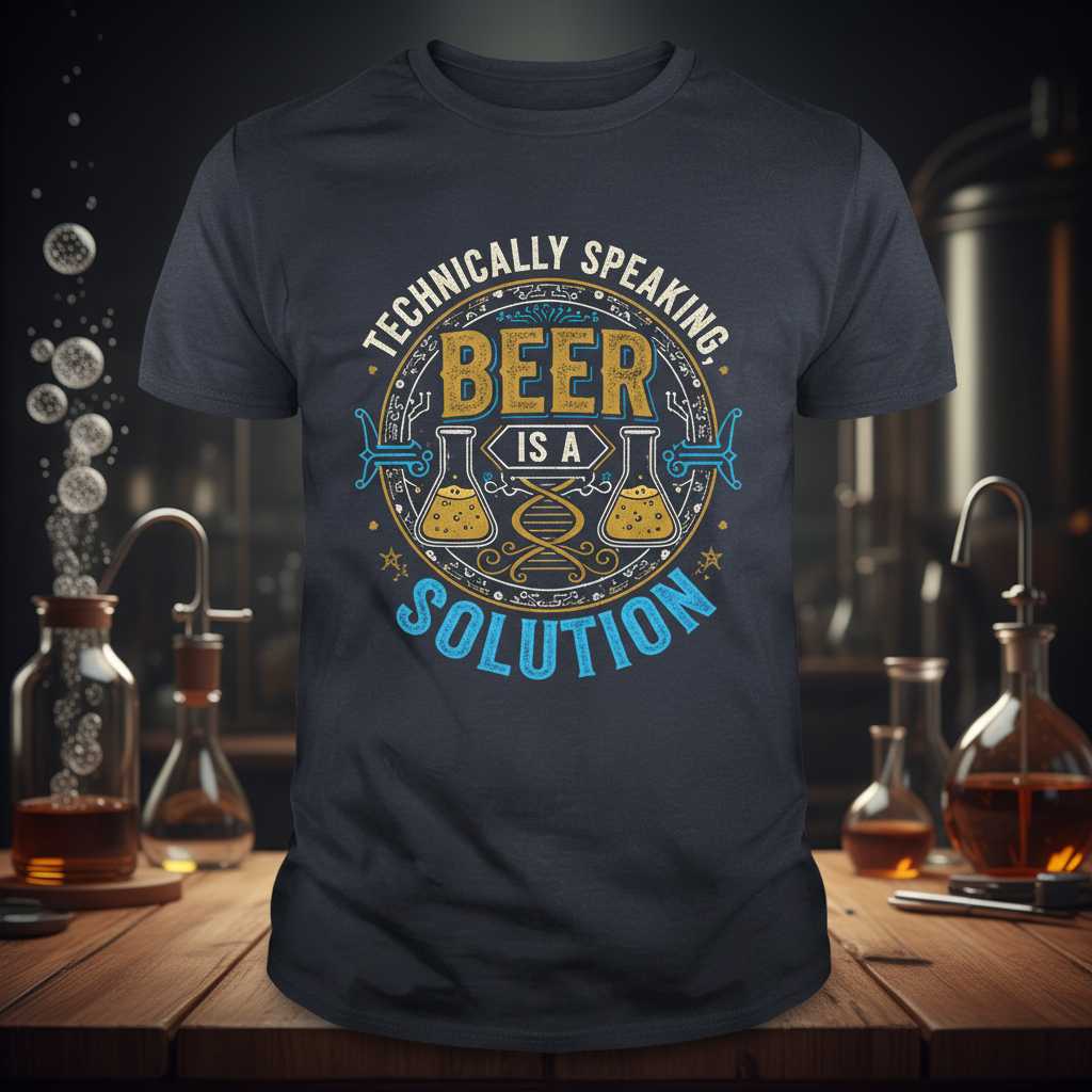 Technically Speaking Beer Is A Solution Vintage T-Shirt Science Tee Gear