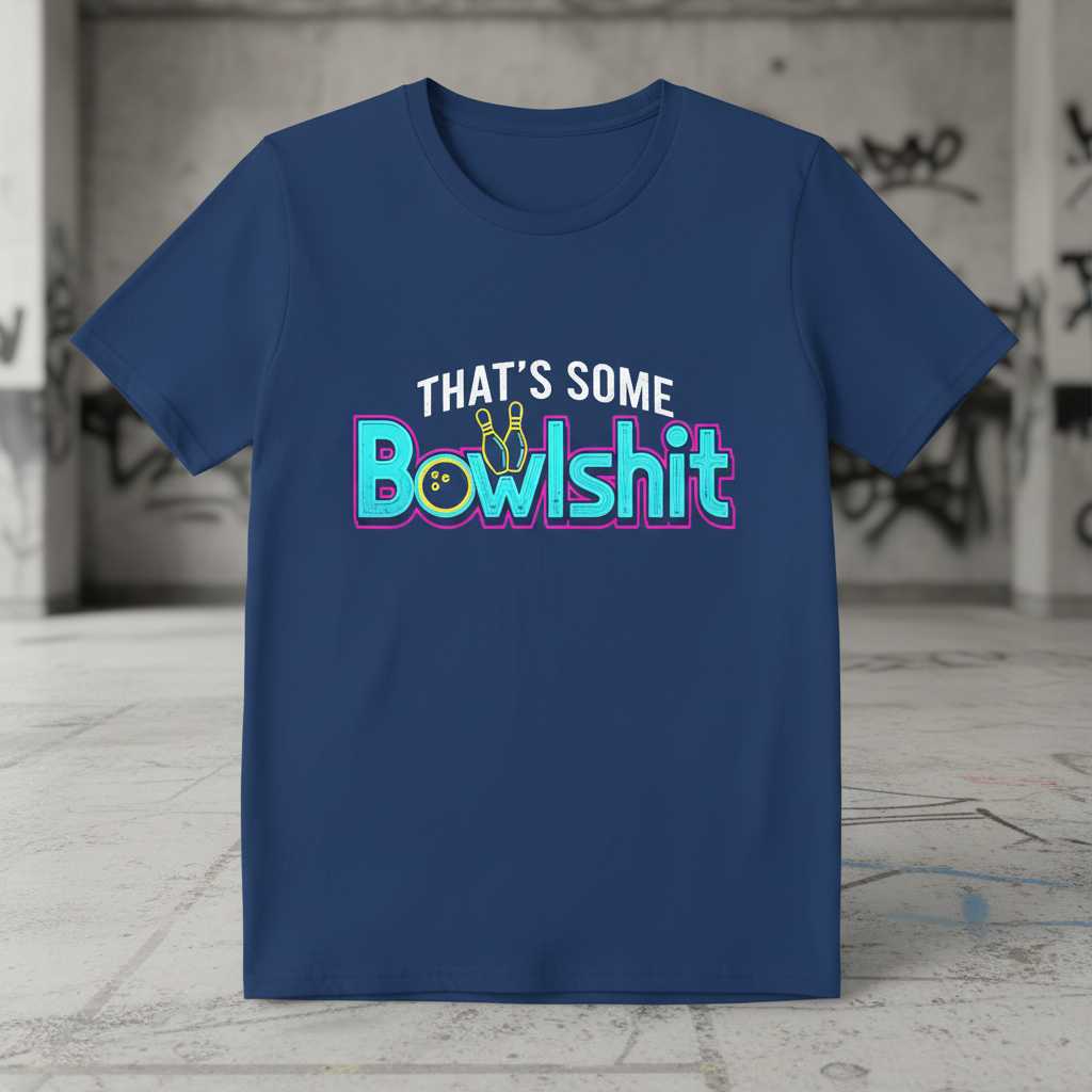 Thats Some Bowlshit Retro Graphic T-Shirt, Funny Bowling Novelty Tee Idea