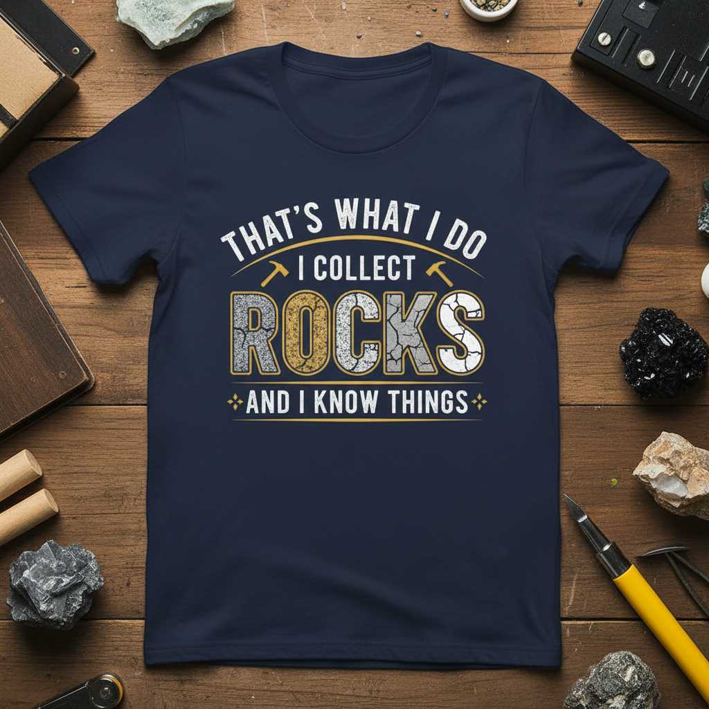 Thats What I Do I Collect Rocks And I Know Things Distressed T-Shirt Funny Tee Idea