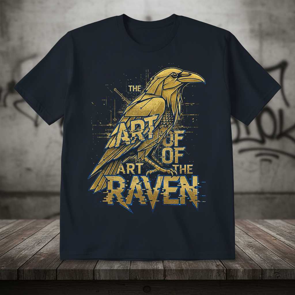 The Art Of The Raven Distressed Graphic T-Shirt, Novelty Bird Tee Gear
