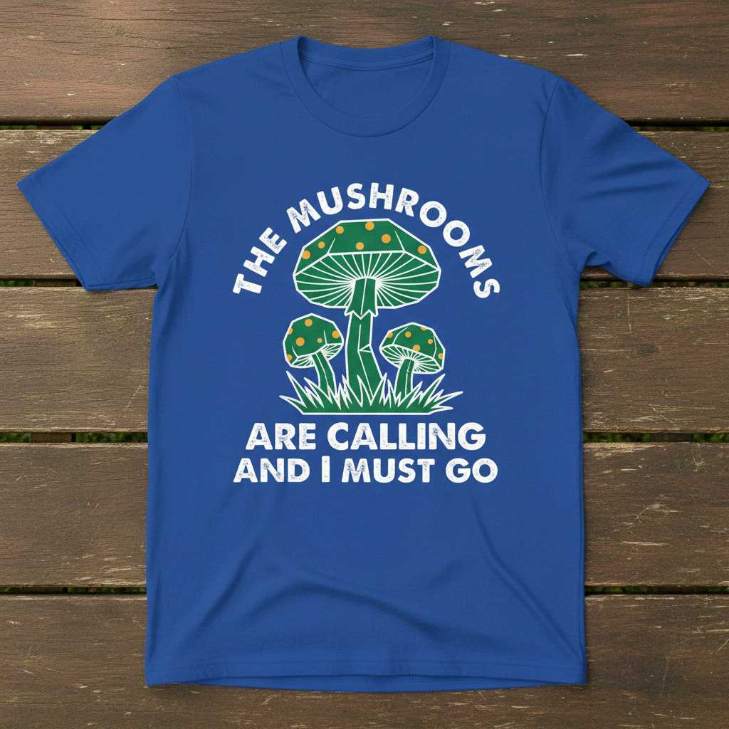 The Mushrooms Are Calling And I Must Go Distressed Retro T-Shirt Novelty Tee