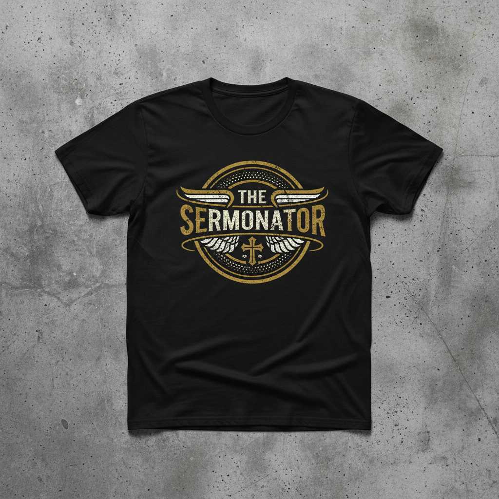 The Sermonator Vintage Distressed Christian Pastor T-Shirt Graphic Tee Merch