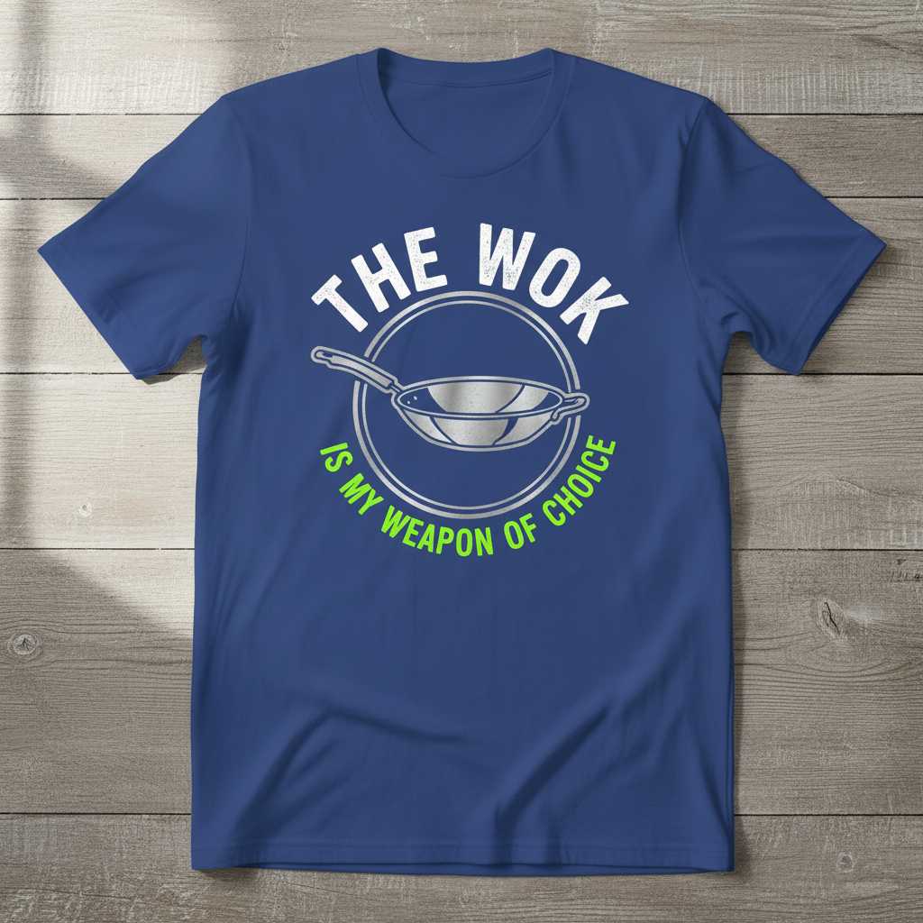 The Wok Is My Weapon Of Choice Distressed T-Shirt Funny Cooking Chef Tee Idea