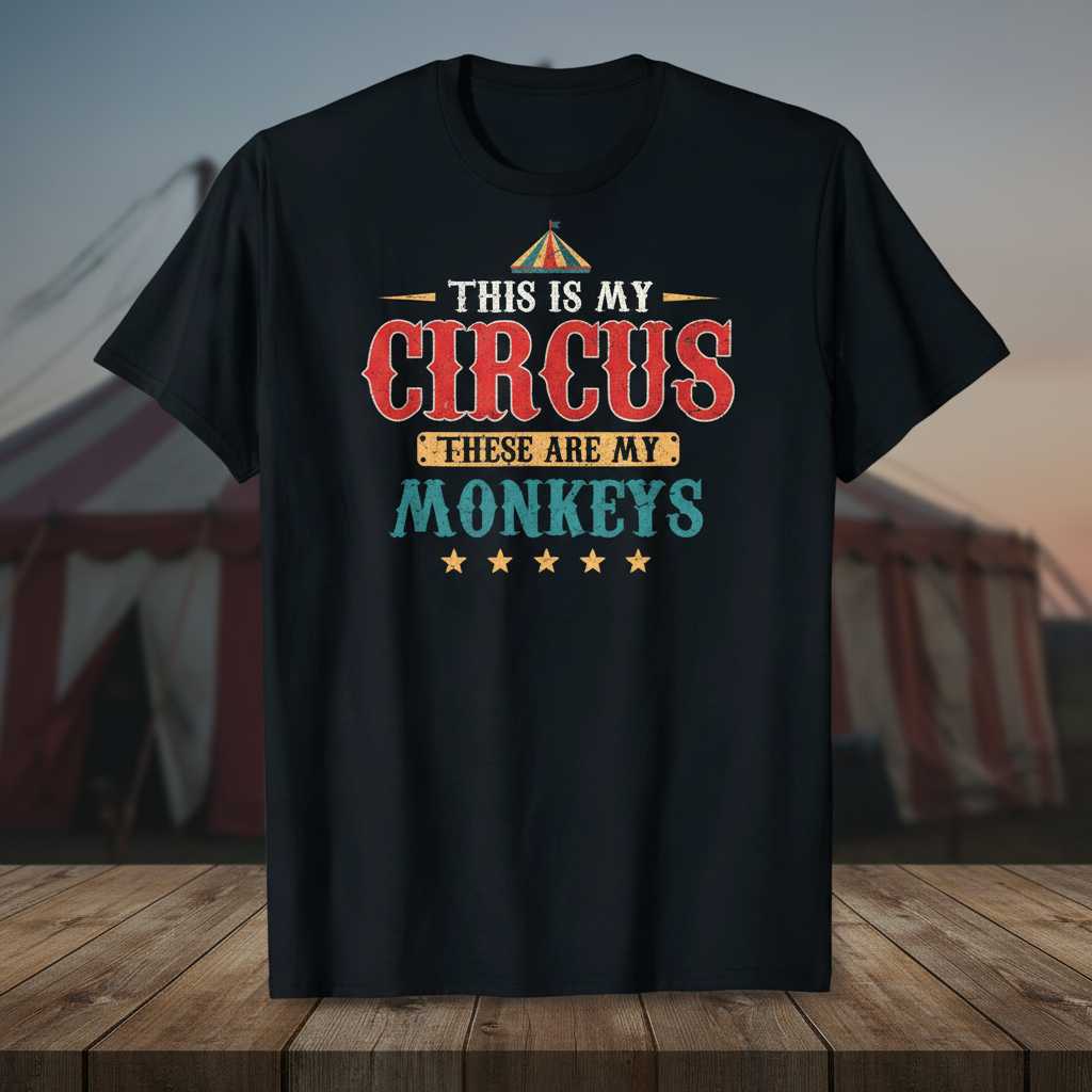 This Is My Circus These Are My Monkeys Vintage T-Shirt Funny Graphic Tee Idea