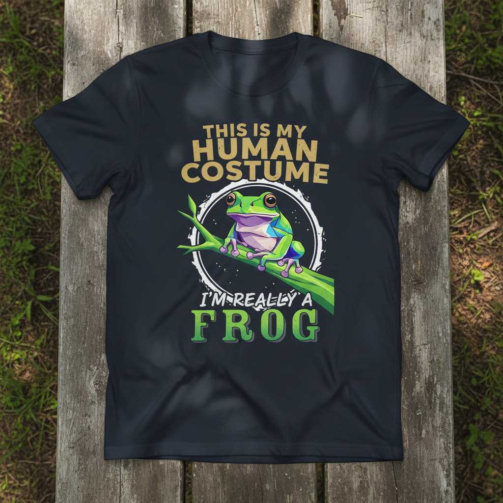 This Is My Human Costume Im Really A Frog Distressed T-Shirt, Novelty Tee