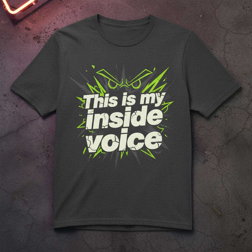 This Is My Inside Voice Distressed Graphic T-Shirt, Funny Novelty Tee Idea