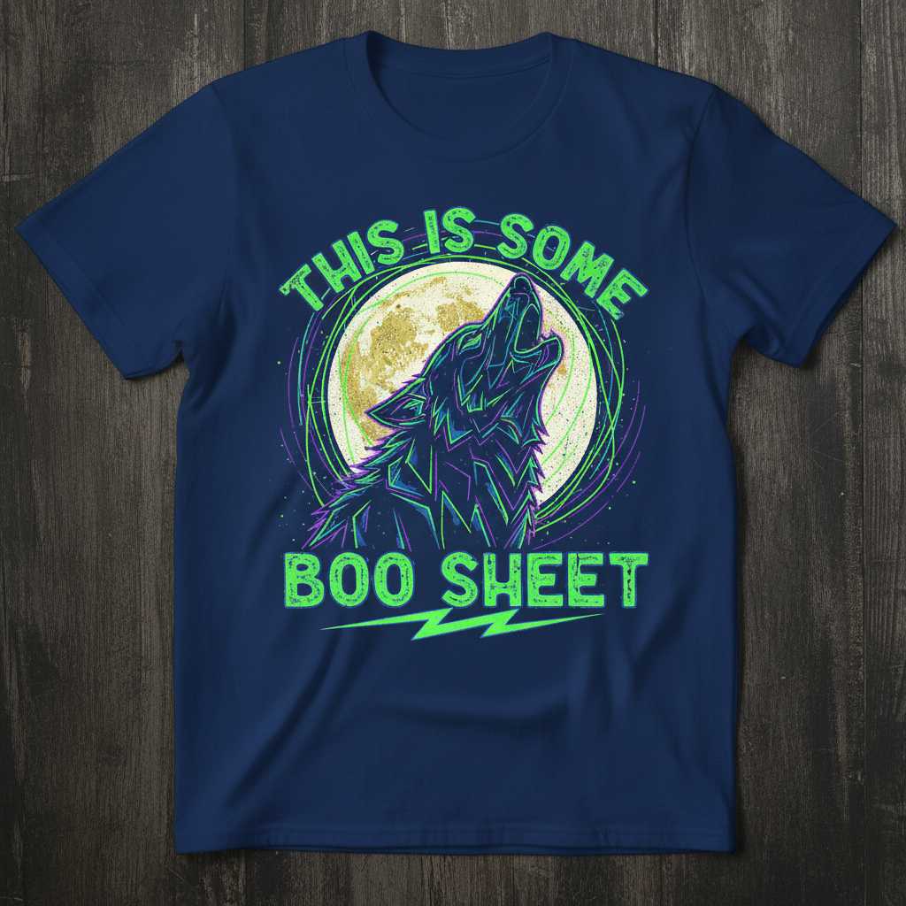 This Is Some Boo Sheet Retro Distressed Howling Wolf Moon T-Shirt Funny Tee Idea
