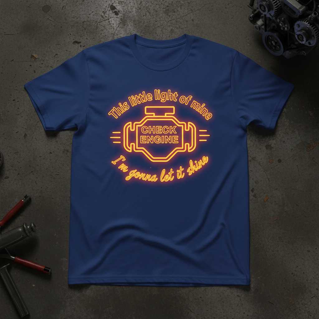 This Little Light Of Mine Im Gonna Let It Shine Check Engine Funny T-Shirt Tee