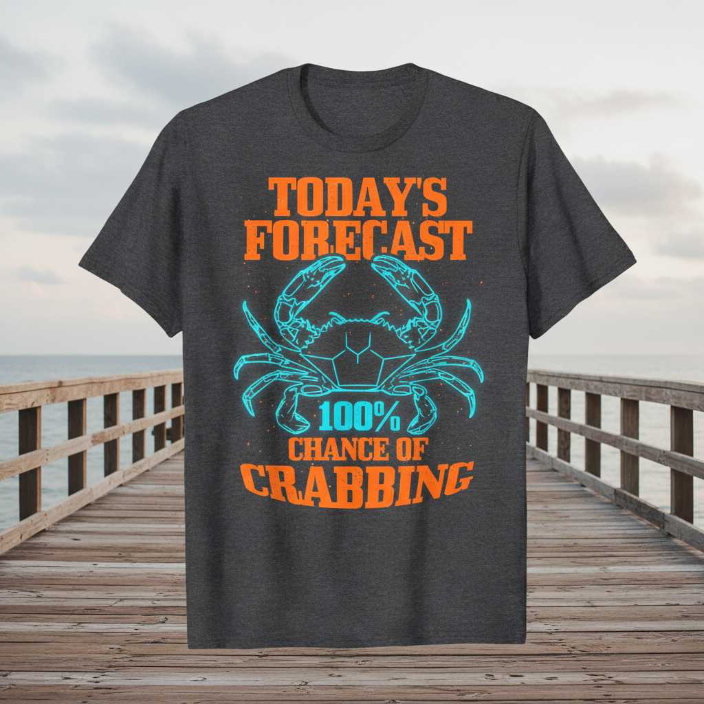 Todays Forecast 100% Chance Of Crabbing Distressed T-Shirt, Funny Tee Gear