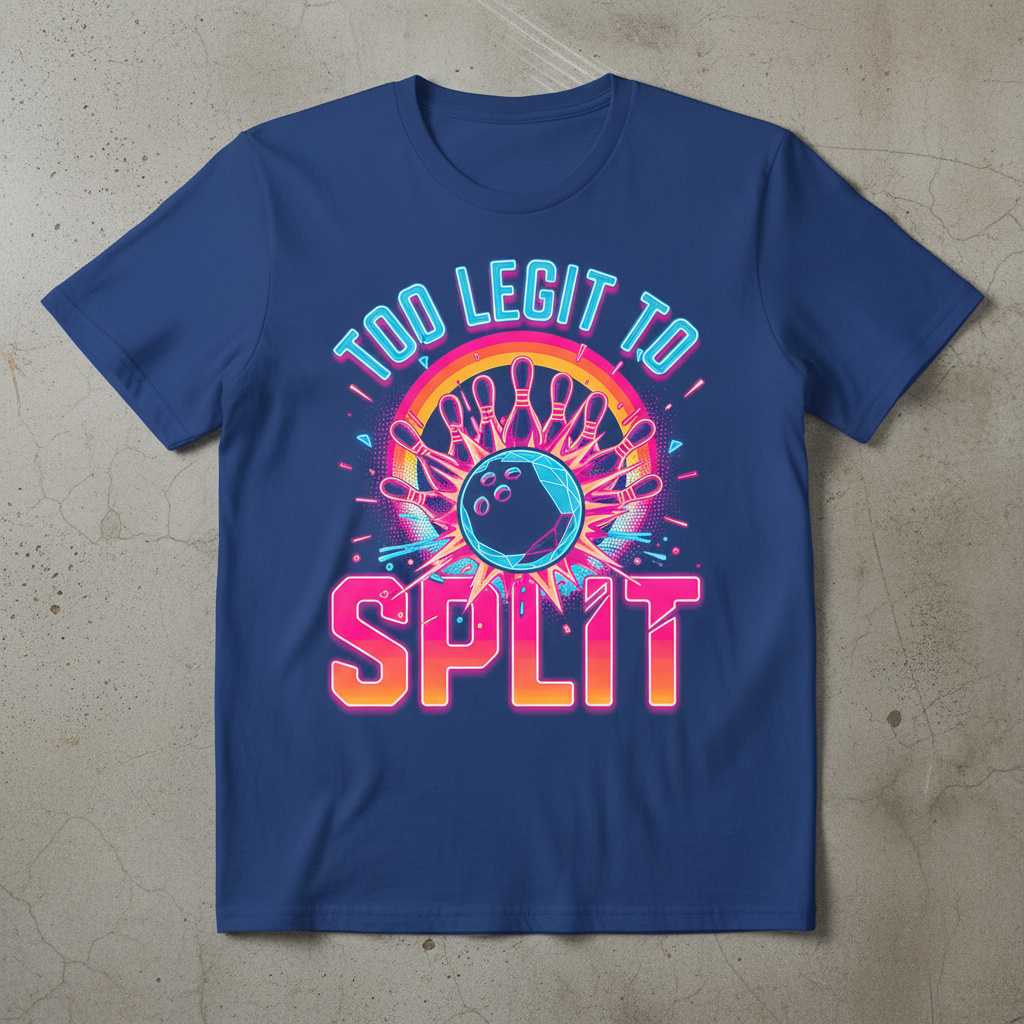 Too Legit To Split Retro Bowling T-Shirt, Funny Novelty Graphic Tee Gear