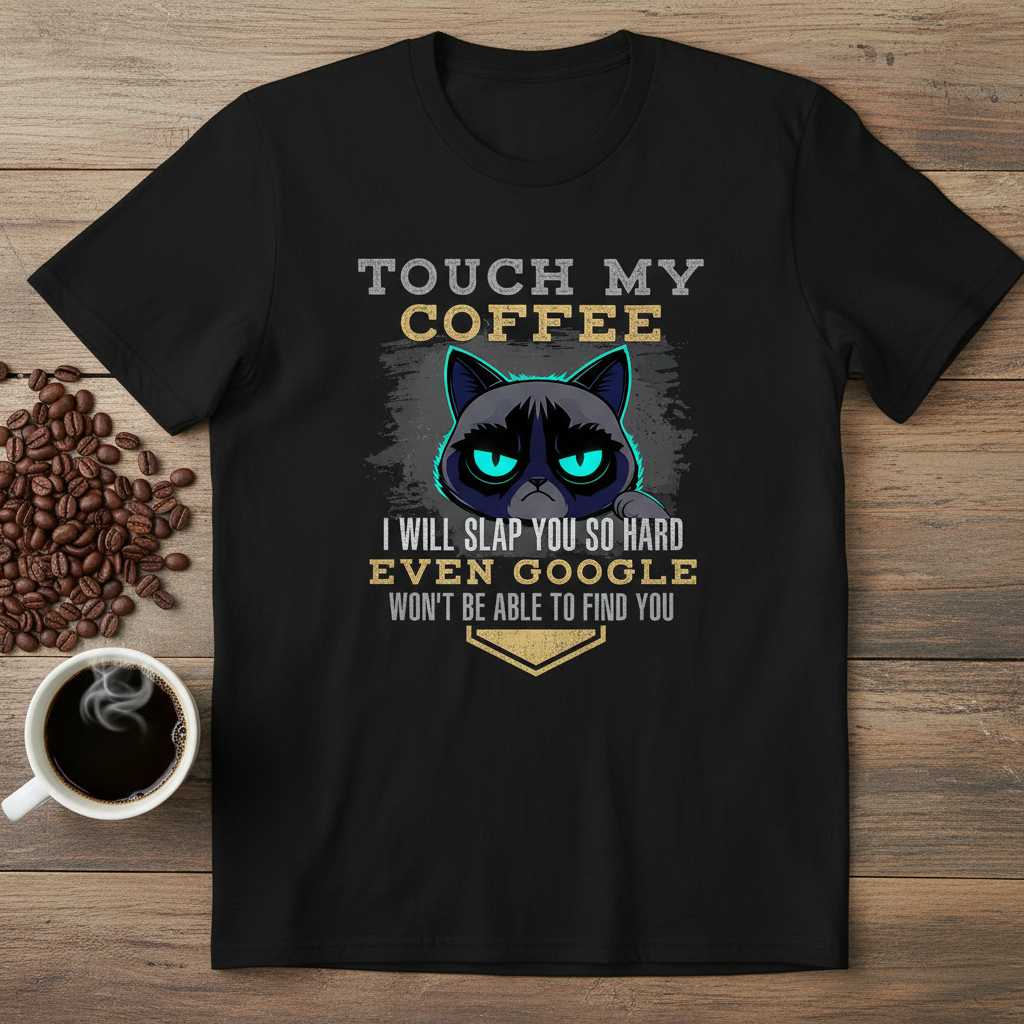Touch My Coffee I Will Slap You So Hard Even Google Wont Be Able To Find You Distressed T-Shirt, Funny Tee Gear