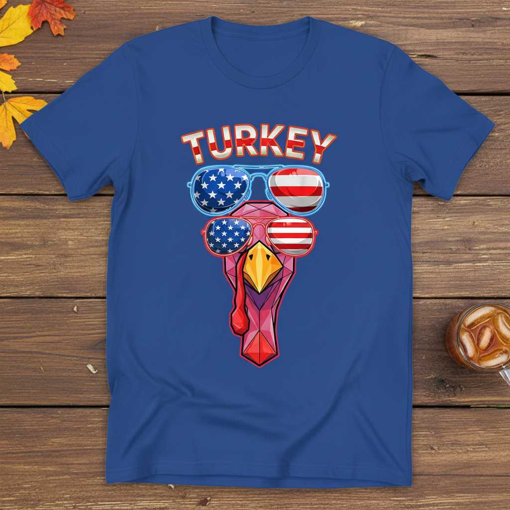 Turkey USA Flag Sunglasses T-Shirt, Funny Thanksgiving Cousin Crew Tee Outfit