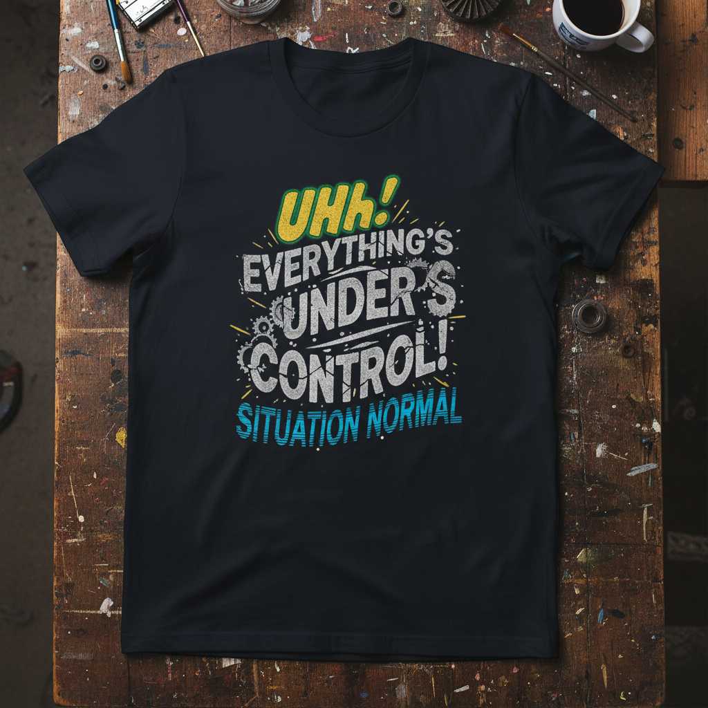 Uhh! Everythings Under Control! Situation Normal Distressed T-Shirt, Funny Novelty Tee