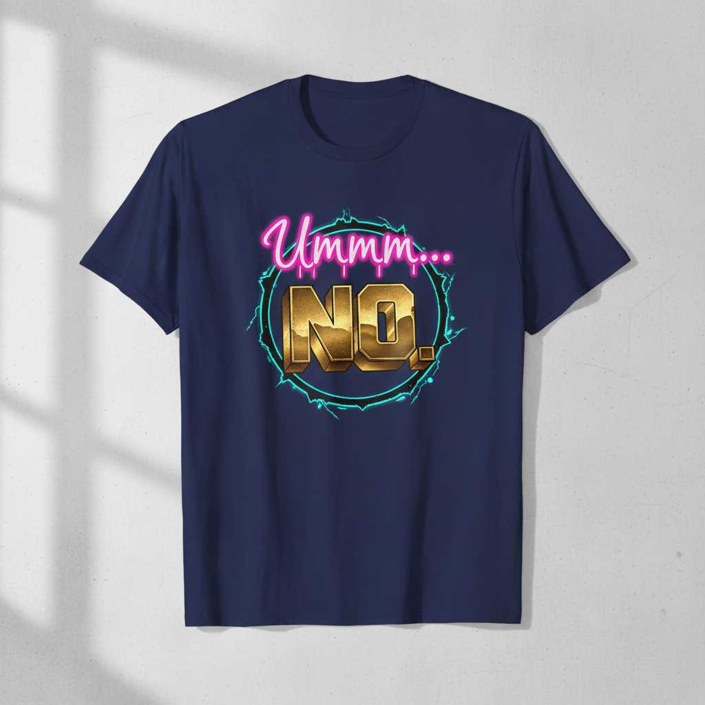 Ummm... No. Retro 90s Neon Graphic T-Shirt, Funny Novelty Tee Present Idea