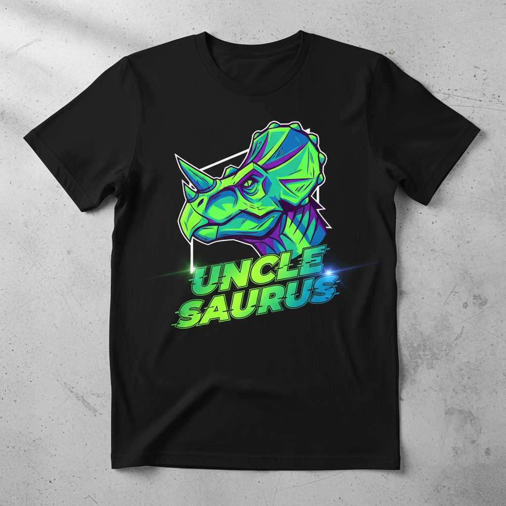 Uncle Saurus Graphic T-Shirt, Cute Dinosaur Family Tee Novelty Gift Idea